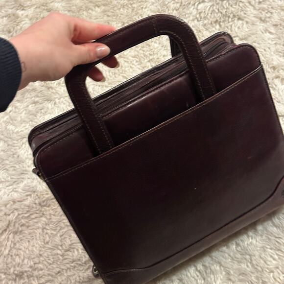 Franklin Covey Vintage Burgundy Full Grain Leather Zip Planner Binder Handle - Picture 8 of 11